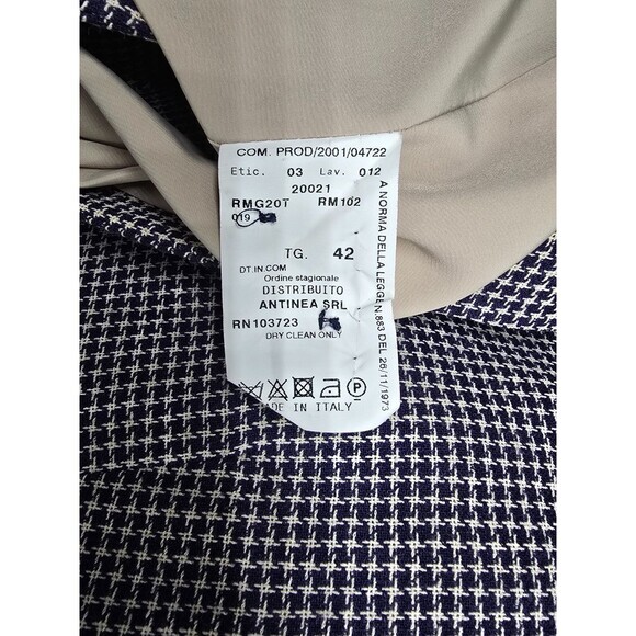 Vintage ARMANI COLLEZIONI Houndstooth Blazer Sz 6 Made In Italy Black & Tan - Picture 8 of 9